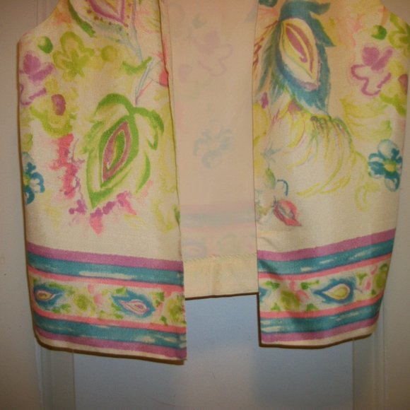 BOHO HIPPIE 70S YELLOWS PASTELS PRETTY VEST LG - Picture 3 of 7